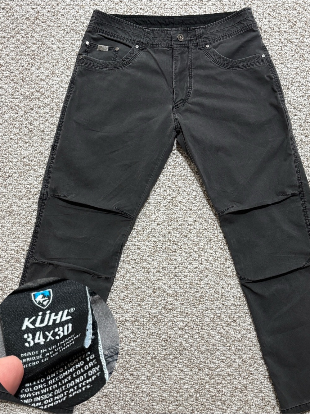 Kuhl Revolvr Pants Mens 34x30 Gray Vintage Wash Outdoor Utility Mountains